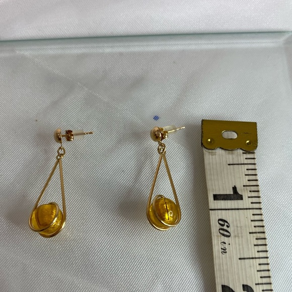 14K YELLOW GOLD beaded dangle earrings VINTAGE REAL GOLD - Picture 9 of 11